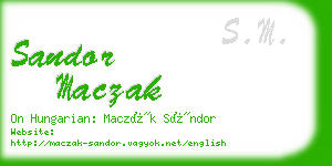 sandor maczak business card